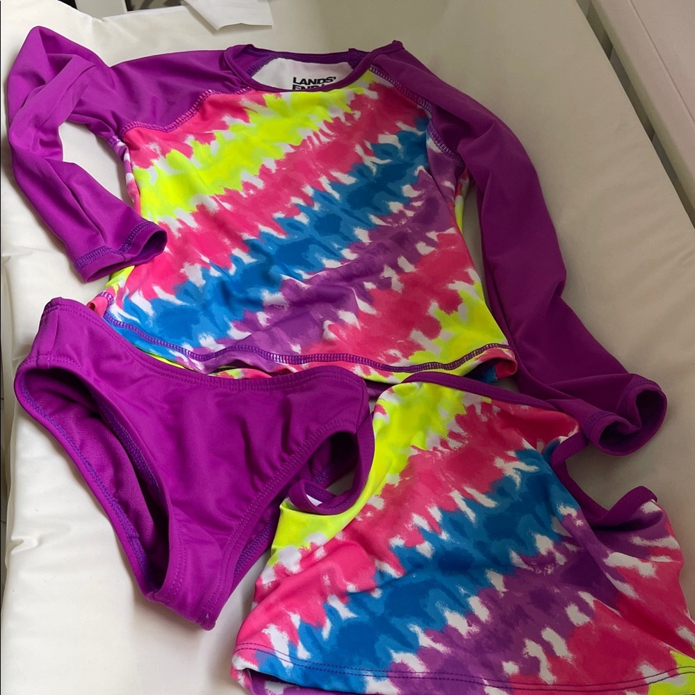 Lands' End Kids' Vibrant Rashguard Set - Purple, Blue, Pink, Yellow